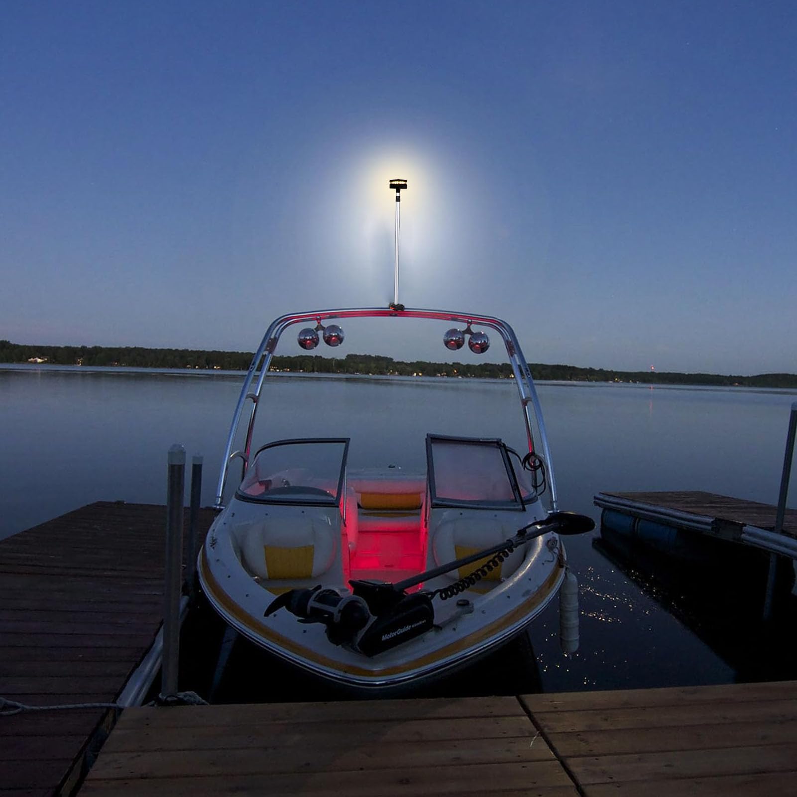 Hyuduo Luce di Navigazione a LED Prua per Barche Asta Telescopica Regolabile da 24 a 42,25 Pollici con Base Rimovibile Luce Marina Alimentata a Batteria IP67 per Piccole Imbarcazioni