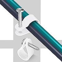 Vista 5 de Paquete de 100 clips de cable de 1/2 pulgada, clips de montaje estilo P con tornillos Phillips de cabeza plana de acero inoxidable compatibles