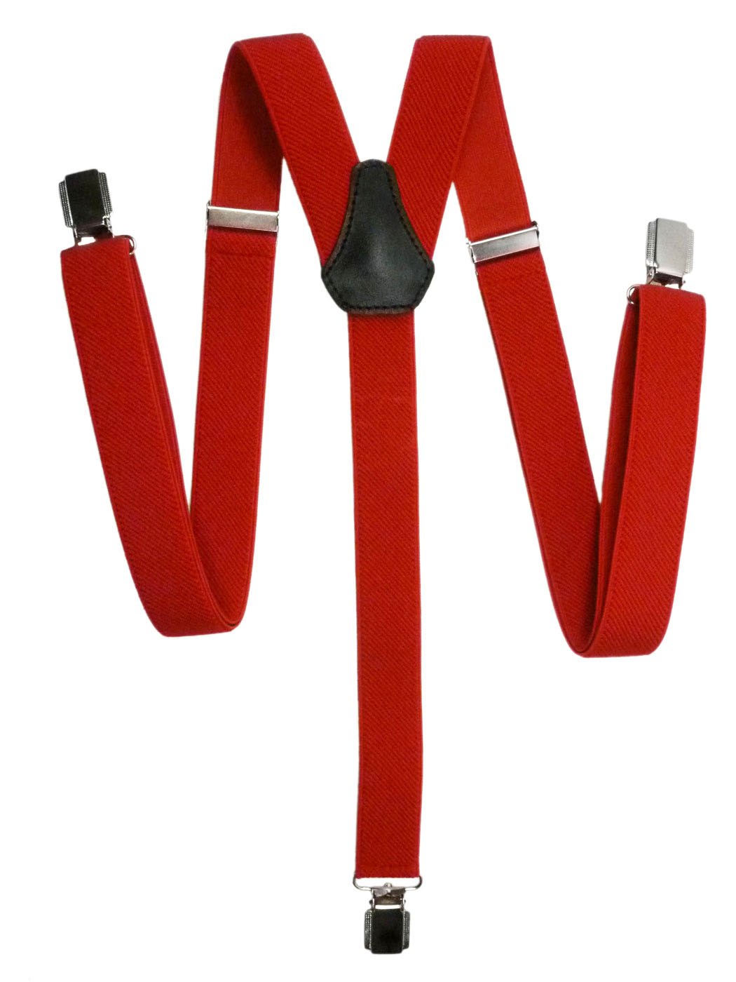 Olata Y-Shaped Unisex Adjustable Skinny Clip on Braces/Suspenders with Metal Clips - 2.5cm. Red