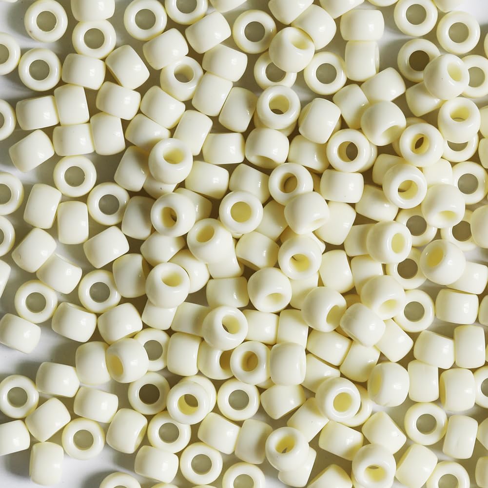 Tibaoffy Crafts Beige Beads 6x9mm,Pony Beads Total About 1000pcs