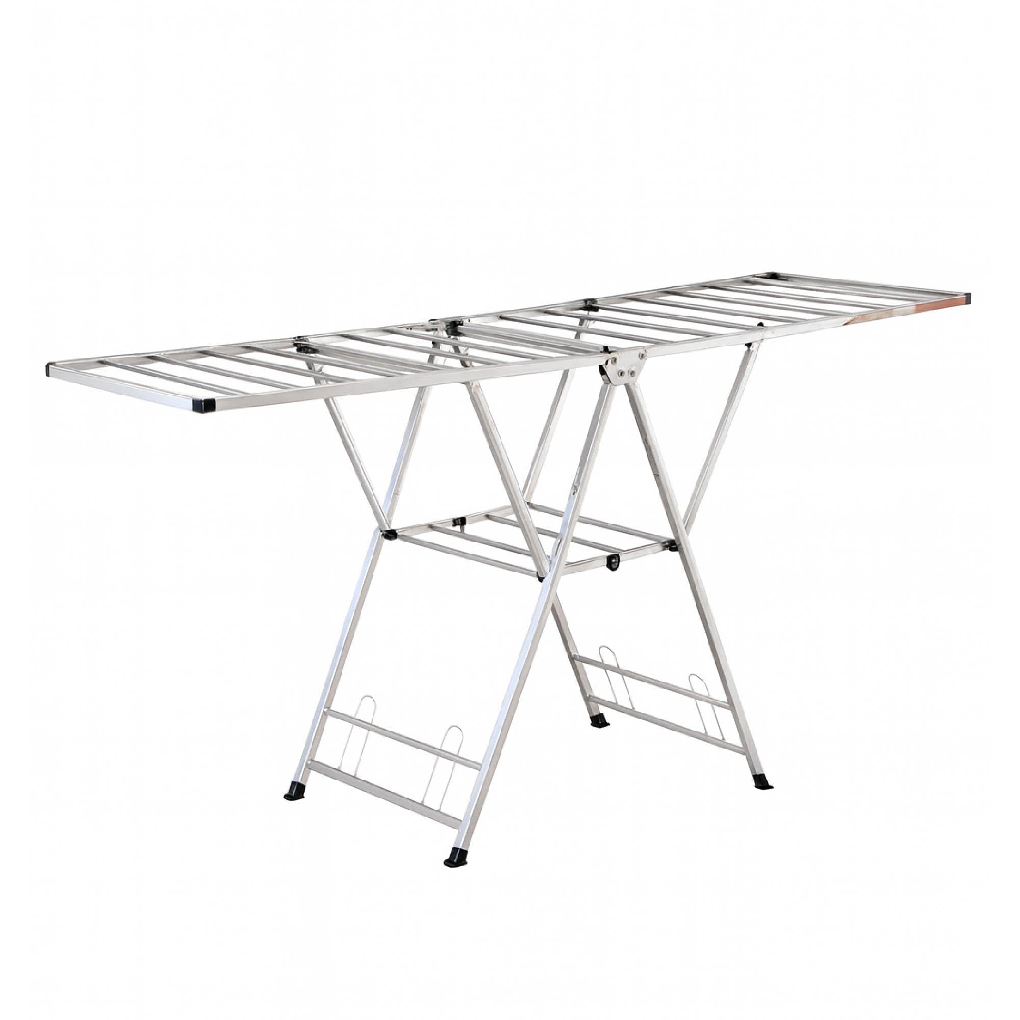 IlGruppone Stendibiancheria in Acciaio Inox 180 Cm Pieghevole Stendino Robusto Griglia Antipiega Portatile per Uso Interno Esterno Piedini Antiscivolo