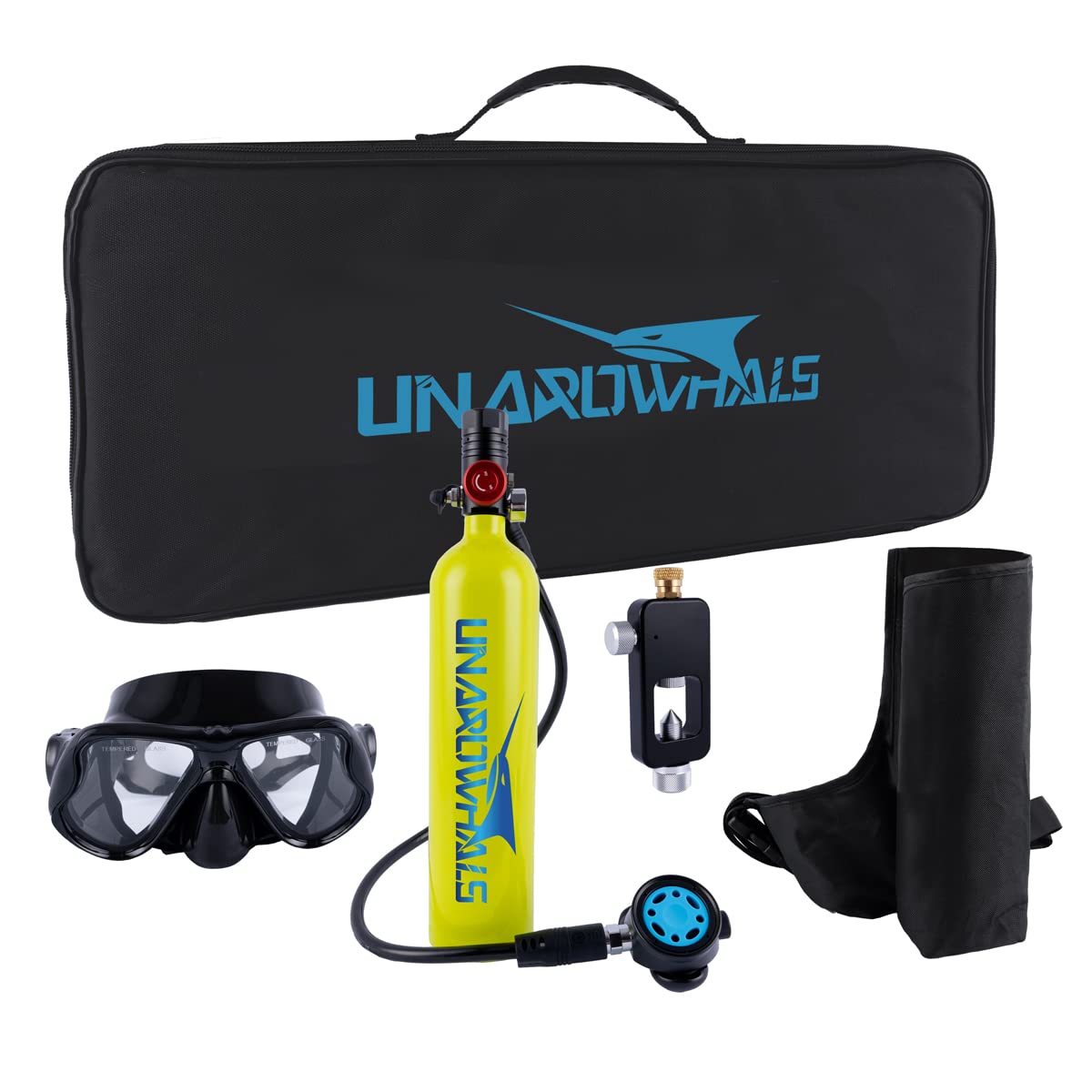 NS5000BB Mini Scuba Gear with 1 * 1L Diving Tank (Aluminum Alloy Secondary Valve) Capacity Support 15-20 Minutes Underwater Breathing (<30m) for Diving