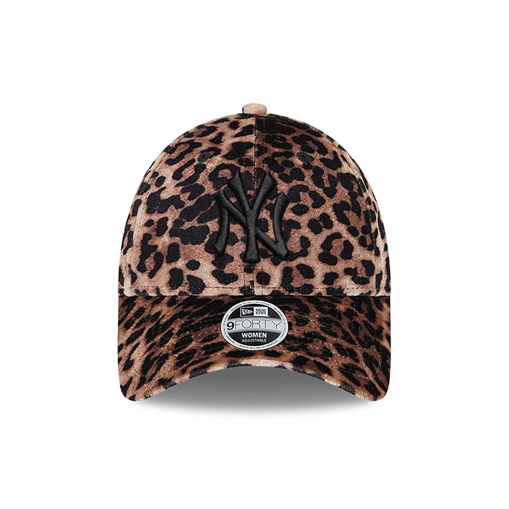 New Era Damska czapka MLB 9FORTY welur Leopard Cap New York Yankees Black Logo