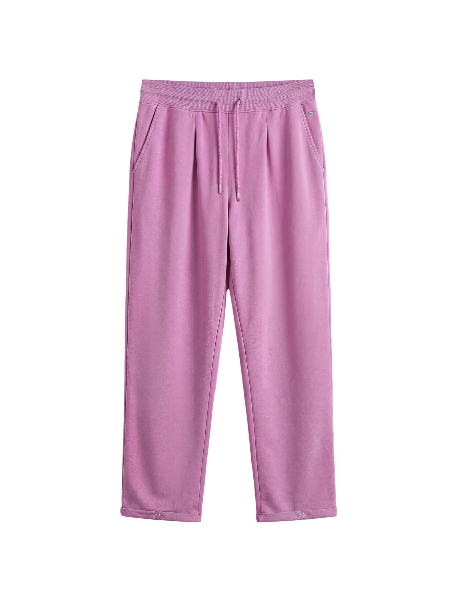 Enorsia Pink Jersey Trousers - Loose Fit - Drawstring Waist - Side Pockets - Roll-Up Hem