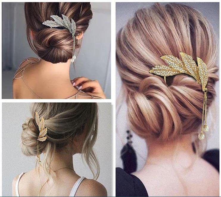 Miniatura 4 de POZENHNANA Accesorios para el cabello de boda para novias, estrellas de mar, peine de novia con diamantes de imitación, piezas de pelo de boda,