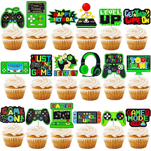 Umoni MONCT-174 36Pcs Game Party Cupcake Toppers Video Game Cupcake Picks Game Console Birthday Party Decoration Game thumb #1