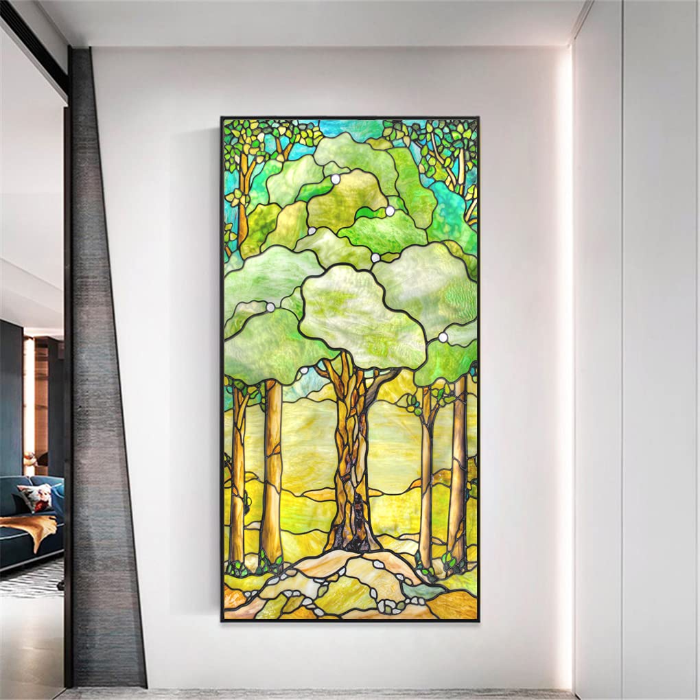 Église européenne Fenêtre Film Intimité et Protection Contre la Lumière Décoratif Auto-Adhésif Autocollant de Fenêtre Aspect Givré Statique pour Bureau à Domicile (89x200cm)