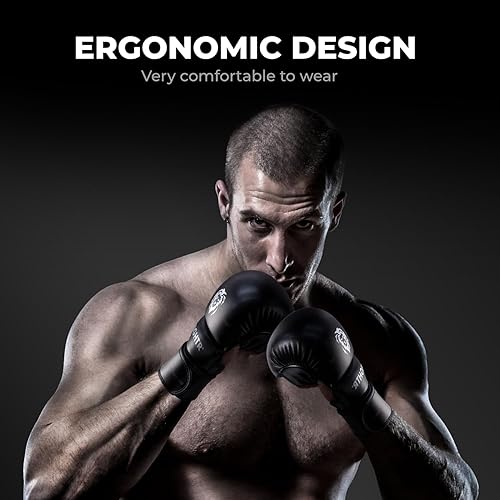 Miniatura 5 de FIGHTR Guantes de combate MMA con el mejor ajuste para una máxima estabilidad  con acolchado extra grueso  para sparring, MMA, boxeo, kickboxing y