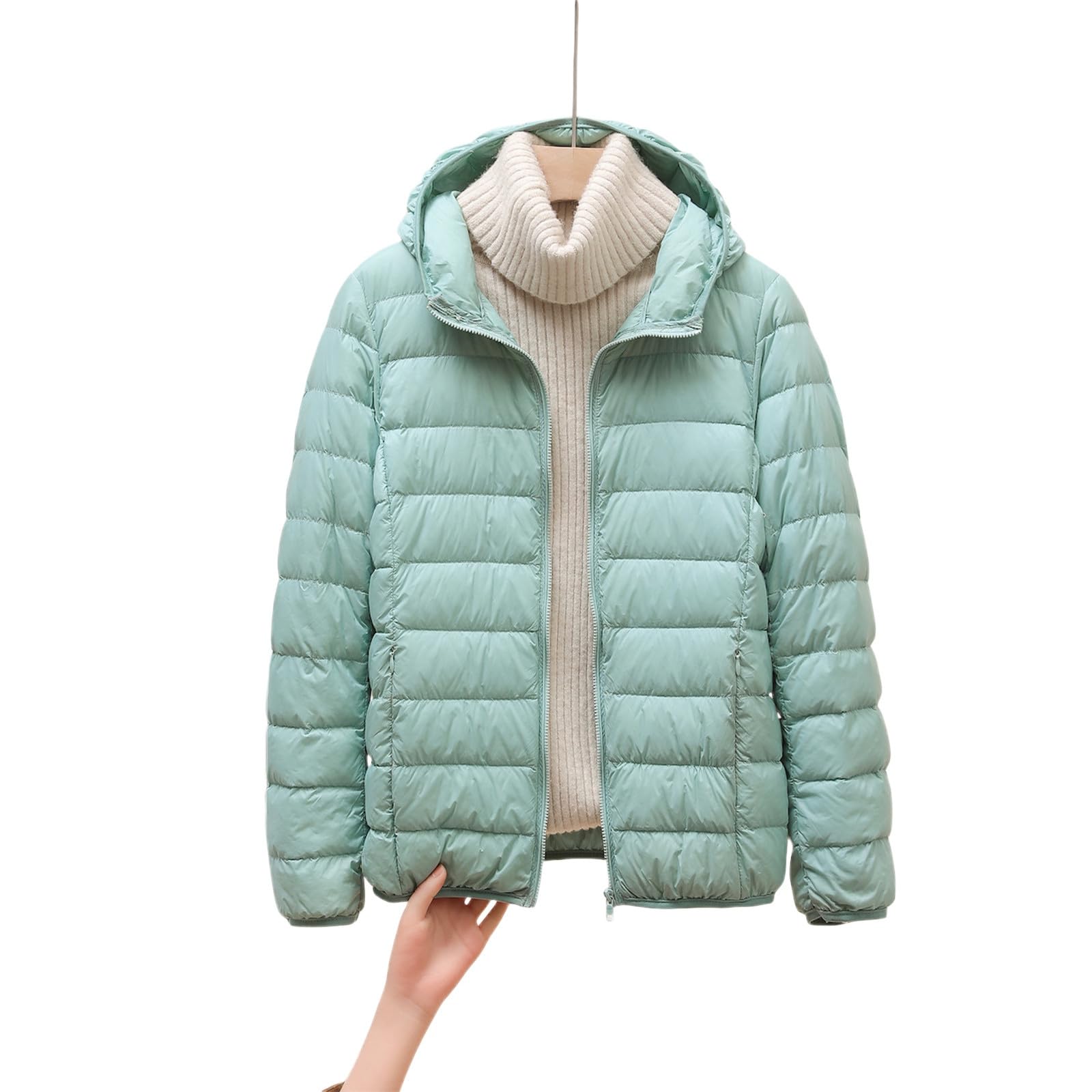 Generisch Christmas - Giacca in similpelle da donna, leggera, calda, con piumino, isolamento termico invernale, alla moda, colore bianco, per l'uso quotidiano