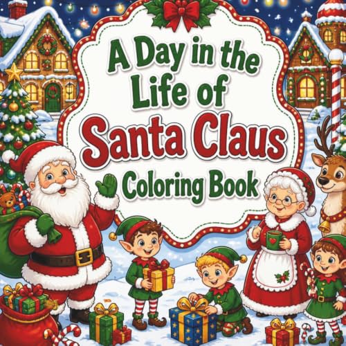 A Day in the Life of Santa Claus Coloring Book: Bold and Easy Christmas Coloring Pages Featuring Santa’s Magical North Pole Adventures, Elves, Reindeer, Toys and Holiday Fun image 2