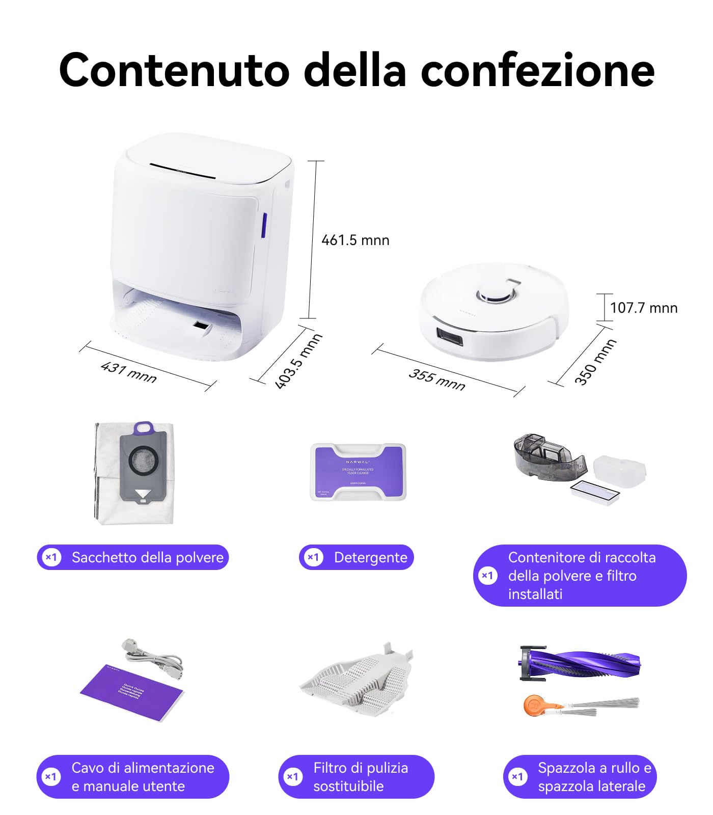 NARWAL Freo Z10 Pro Robot Aspirapolvere Lavapavimenti, 18500Pa, CarpetFocus2.0, DualFlow2.0 Anti-groviglio di Peli, Mop Estensibile, Navigazione Radar LDS, Acqua Calda a 75℃, Autopulizia e Asciugatura