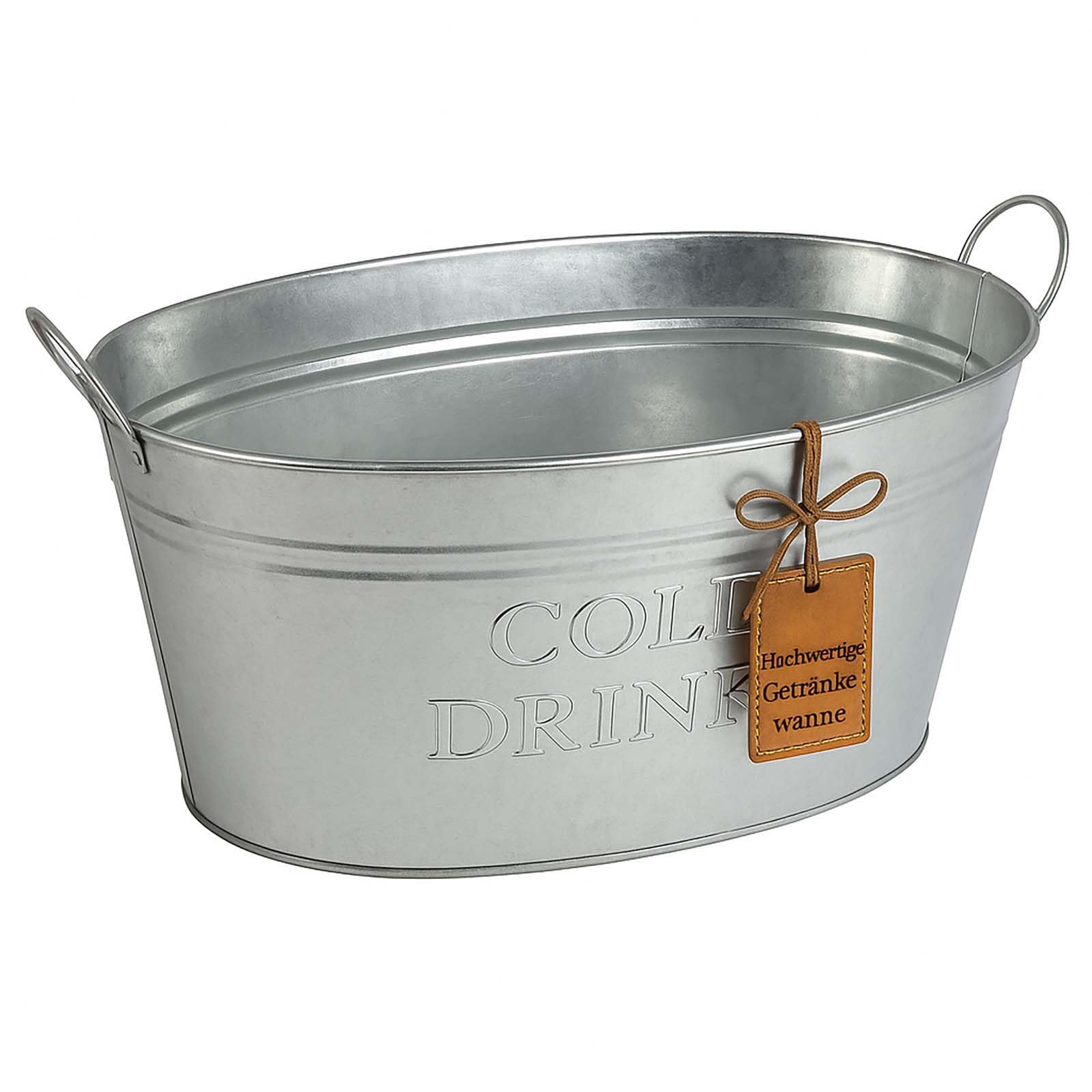 BURI 6 recipientes para bebidas con asa, 24 litros, de zinc, resistentes al agua, enfriador de bebidas y champán, cubo de hielo, para fiestas en el jardín con texto impreso