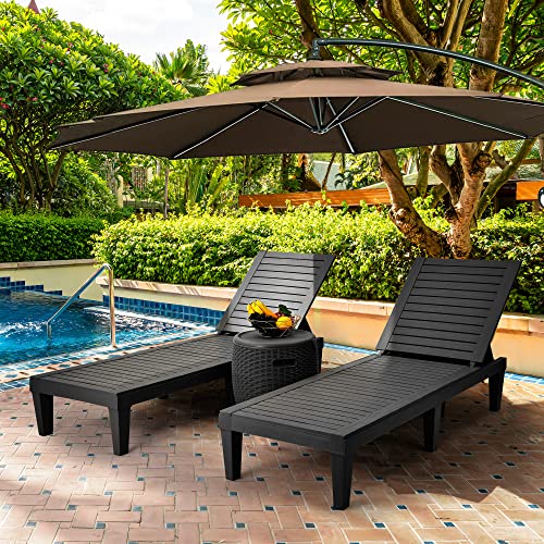 YITAHOME Chaise Lounge Chairs for Outside with Cushion & Adjustable Backrest, Sturdy Loungers for Patio Poolside, Easy Assembly & Waterproof & Lightweight with 265lbs Weight Capacity, Set of 4, Black