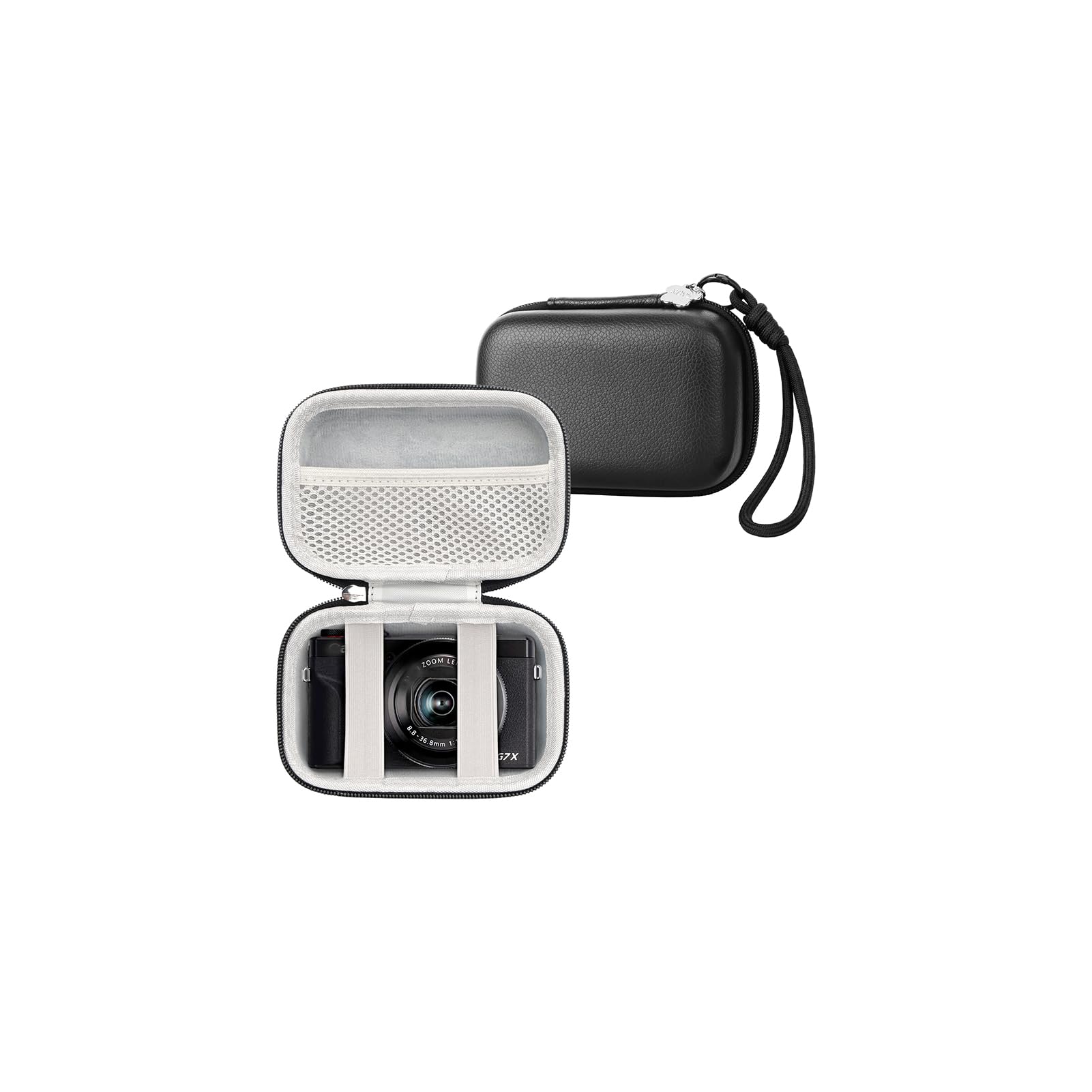 Digitalkamera Tasche für Canon Powershot G7X Mark III/ SX740/ Sony ZV-1/ RX100 VII/Panasonic ZS99/ LUMIX TZ100, Aufbewahrungsbox für Kompaktkameras mit Trageband (Schwarz)
