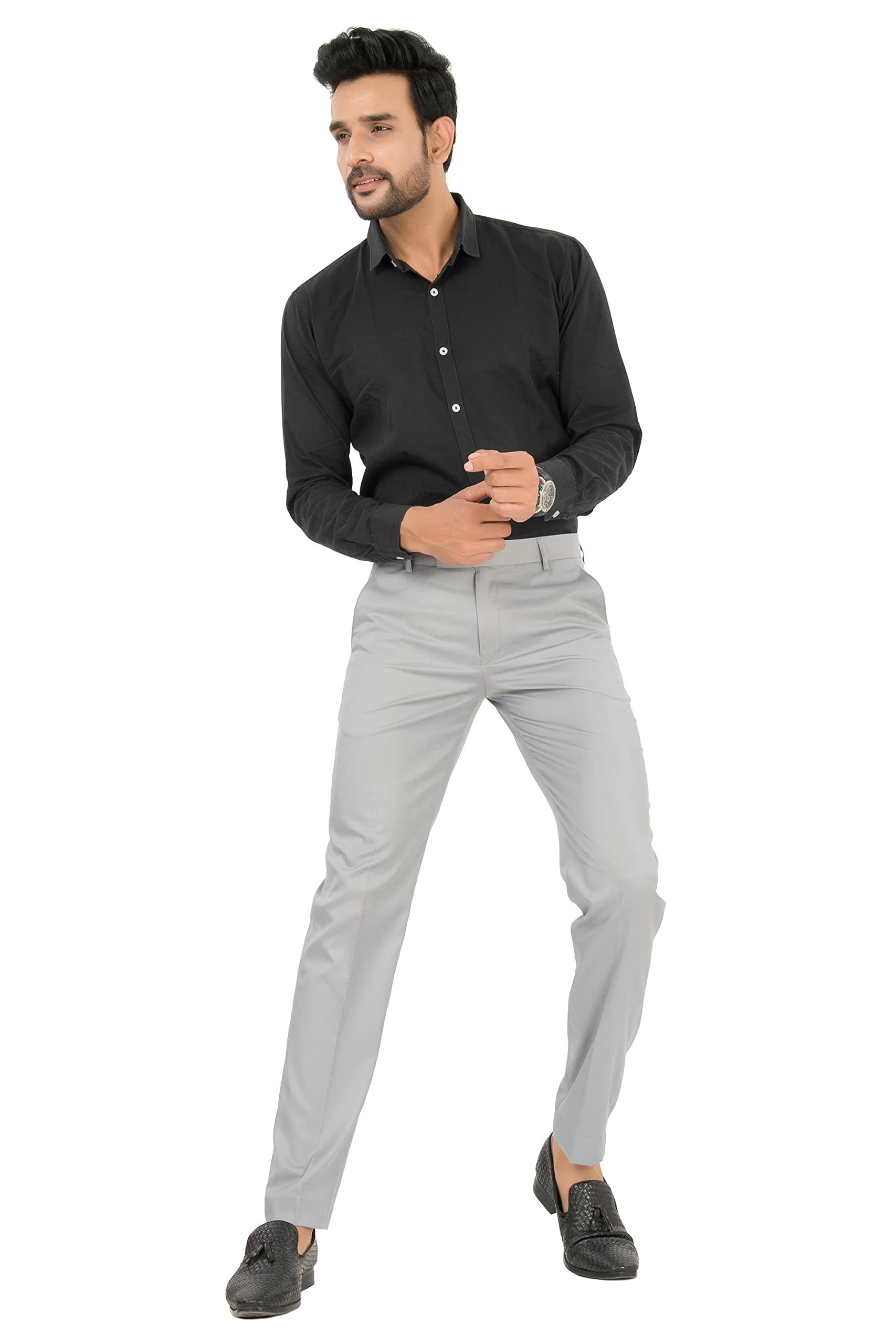 FRANKO ROGER Men Slim Fit Polyester Blend Formal Trousers