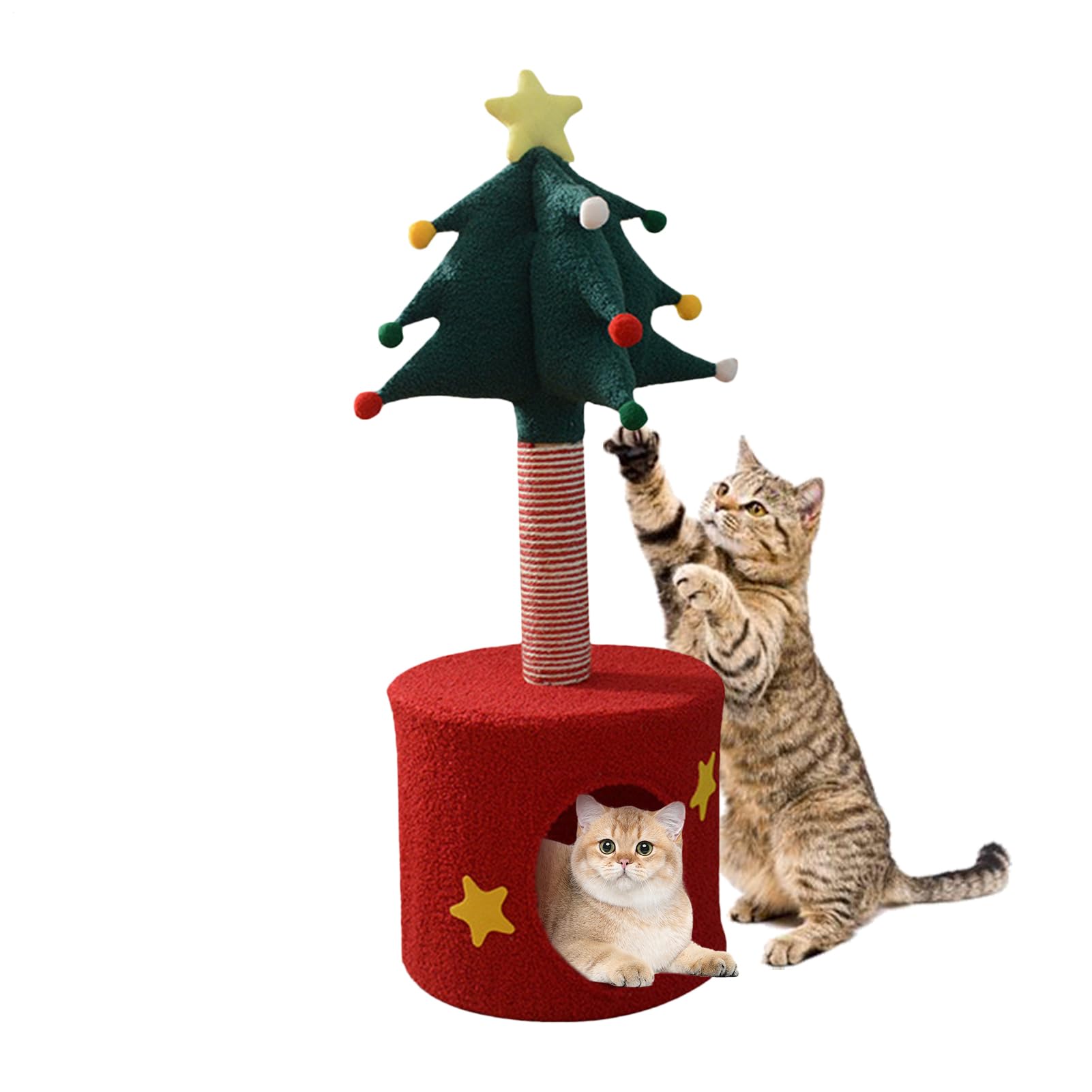 Weihnachtskatzenkratzer Post Mit Bett - Katzenturm Ferienturm | Einzigartiger Sisal-Scratcher Für | Kletterplattformen | Morb Bett Spieldekoration