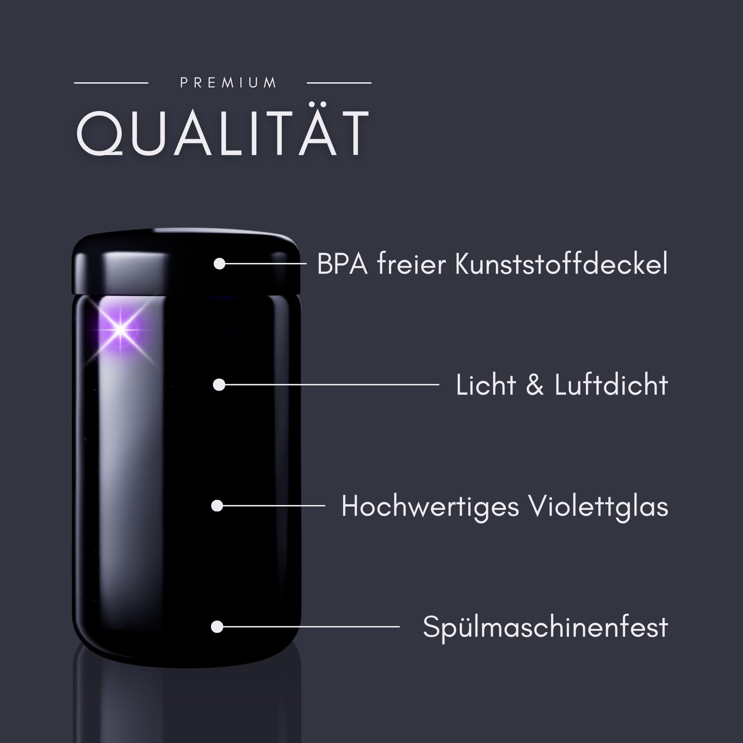 ANCEVIA edles Violettglas Vorratsglas 400 ml – 6er (70/400) Set luftdichte Vorratsdose mit Deckel | Miron Aufbewahrungsgläser, Glasbehälter mit Deckel für z.B. Nüsse, Zucker, Tee & Kräuter