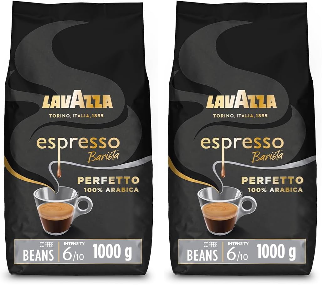 Lavazza, Espresso Barista Perfetto, Café en Grano Natural, Ideal para Máquina de Café Espresso o Superautomática, con Notas Aromáticas Florales, 100% Arábica, Intensidad 6/10, Tueste Medio, 1 kg