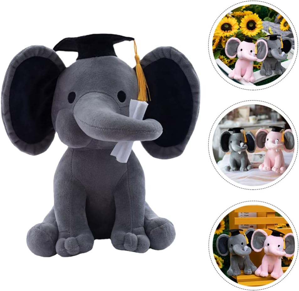 TOYANDONA Plush Stuffed Elephant,Graduation Plush Animal Doll Toy,Graduation Day Present Pet for Boy,Elephant Wearing Bachelor Hat Party Decoration,25CM - Image 8