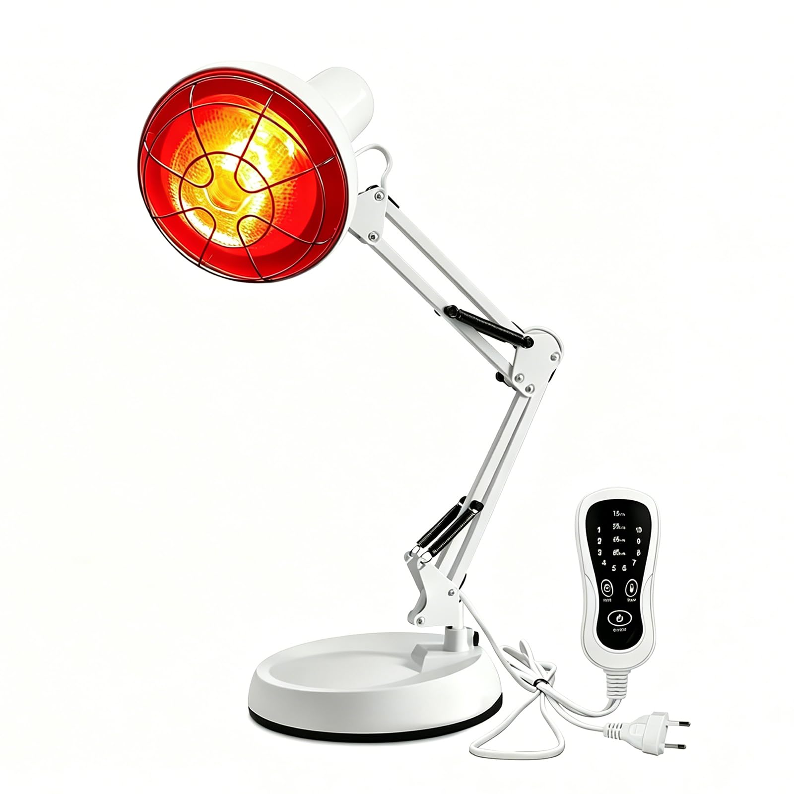 Rotlichtlampe, 150W Rotlichtlampe Wärmelampe, Infrarotlampe, Rotlicht Wärmelampe, 10 Temperaturstufen, mit Zeitschaltuhr, Höhenverstellbar, Zur Schmerzlinderung und Muskelentspannung