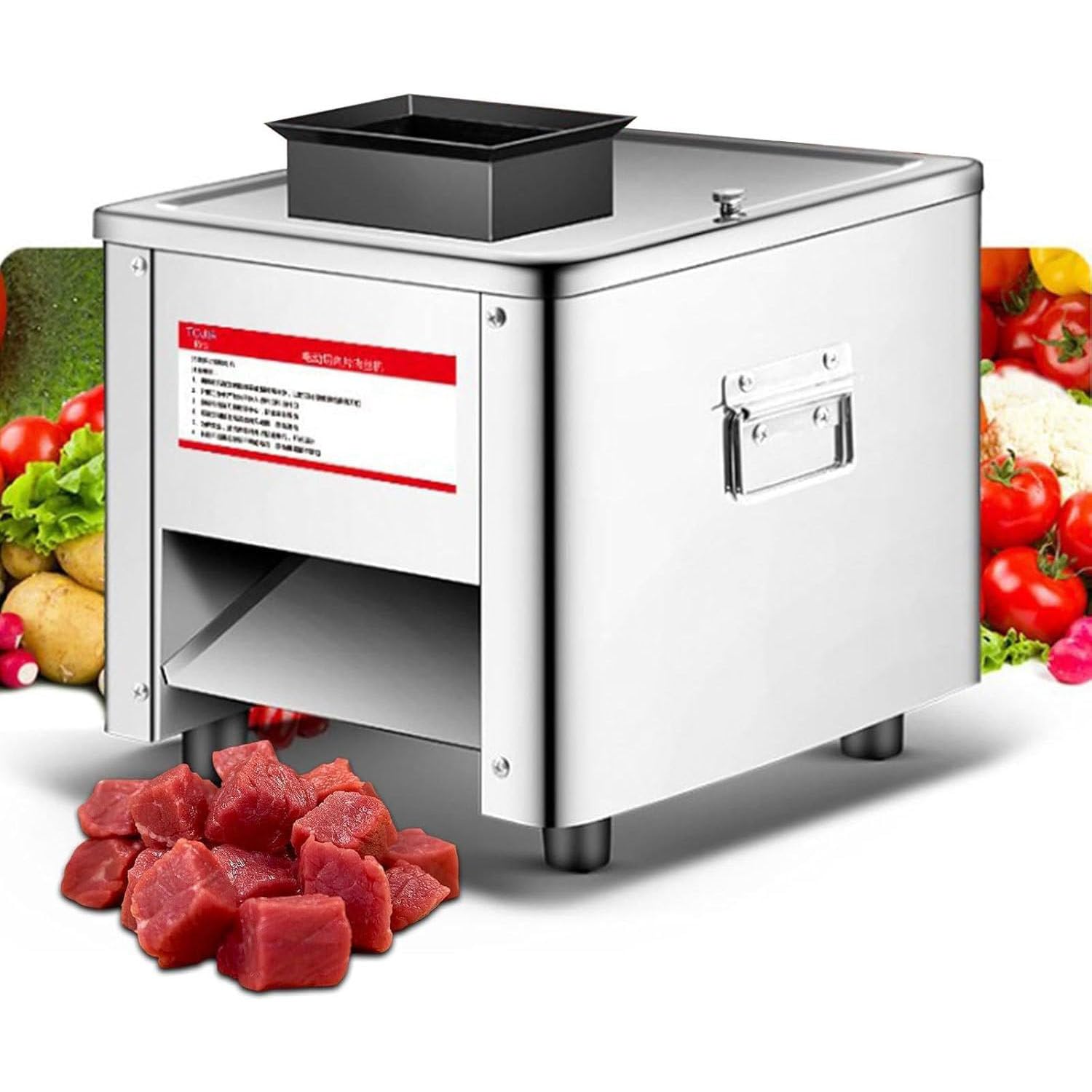 Cortadora de carne eléctrica de 850W con bandeja de acero y corte de 2.5mm para cocina
