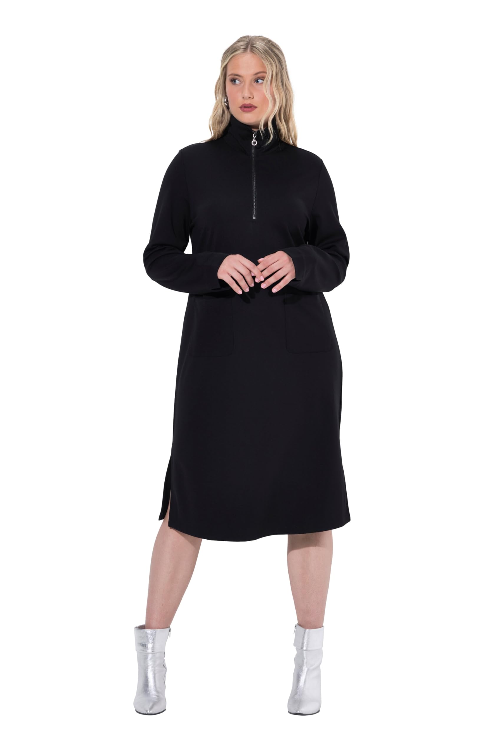 Ulla Popken Womenswear Plus Size Curvy Turtleneck Dress Black 46+ 832736100-46+