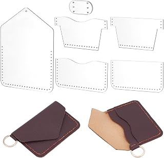 PLIGREAT 5 Pcs Acrylic Leather Wallet Template Set, Short Wallet, Card Holder, Mini Bags DIY Template