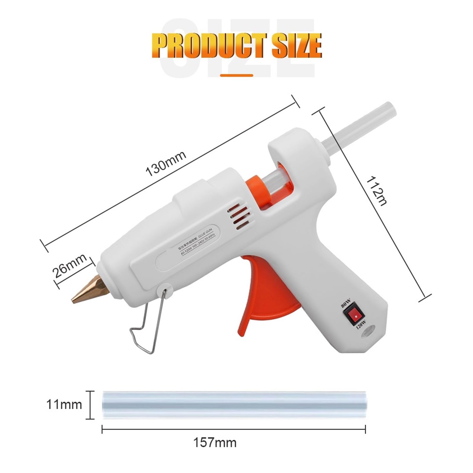 DIY pistolet do klejenia na gorąco 80 W z klejem topliwym 11 x 200 mm, mini pistolet do klejenia na gorąco, pistolet do klejenia na gorąco