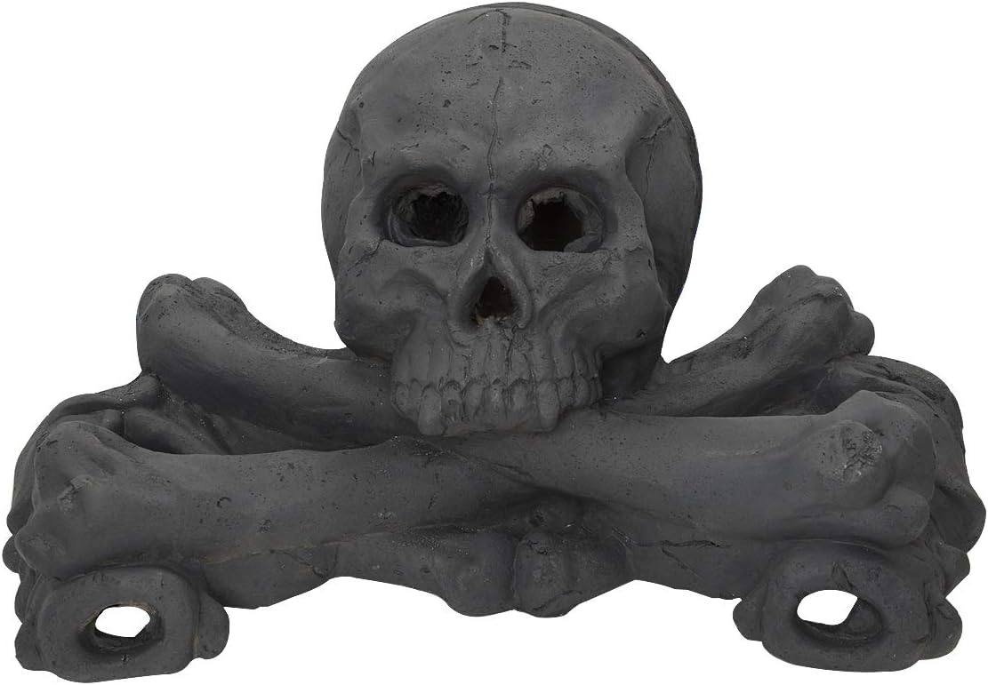 Stanbroil Imitated Human Skulls and Bones Gas Log Decoration, Halloween Decor for Indoor and Outdoor Fireplaces and Fire Pits, 1-Pack, Gray - Patent Pending 16 Inch Gray