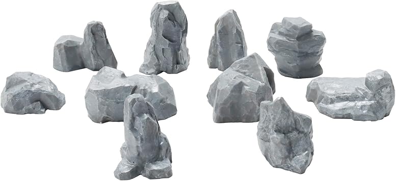 Warmtree 10 Pcs Diorama Rocks Fake Rock Miniature Stone Rock Statue for Diorama Supplies Micro Train Landscape Railway Sand Table Miniature Models Fairy Garden Accessories (Grey)