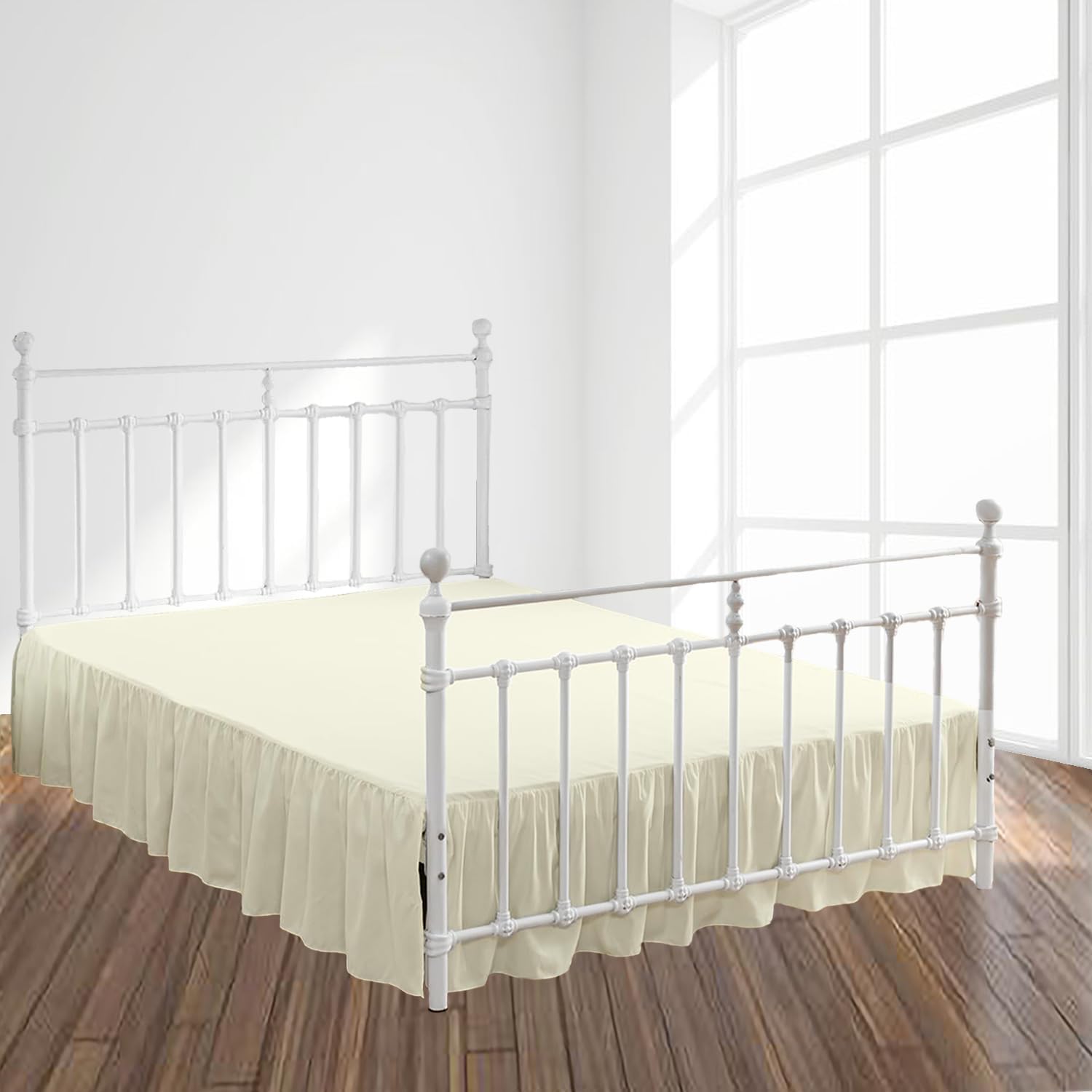 Bed Skirt Cal King Size Ruffled Bed Skirt with Split Corners-Cal King Bed Skirt- 21 Inch Drop-Bed Skirt for Cal King Bed - Bed Skirt Cal King Size - Ivory Cal King Bed Skirt (Cal King, Ivory)