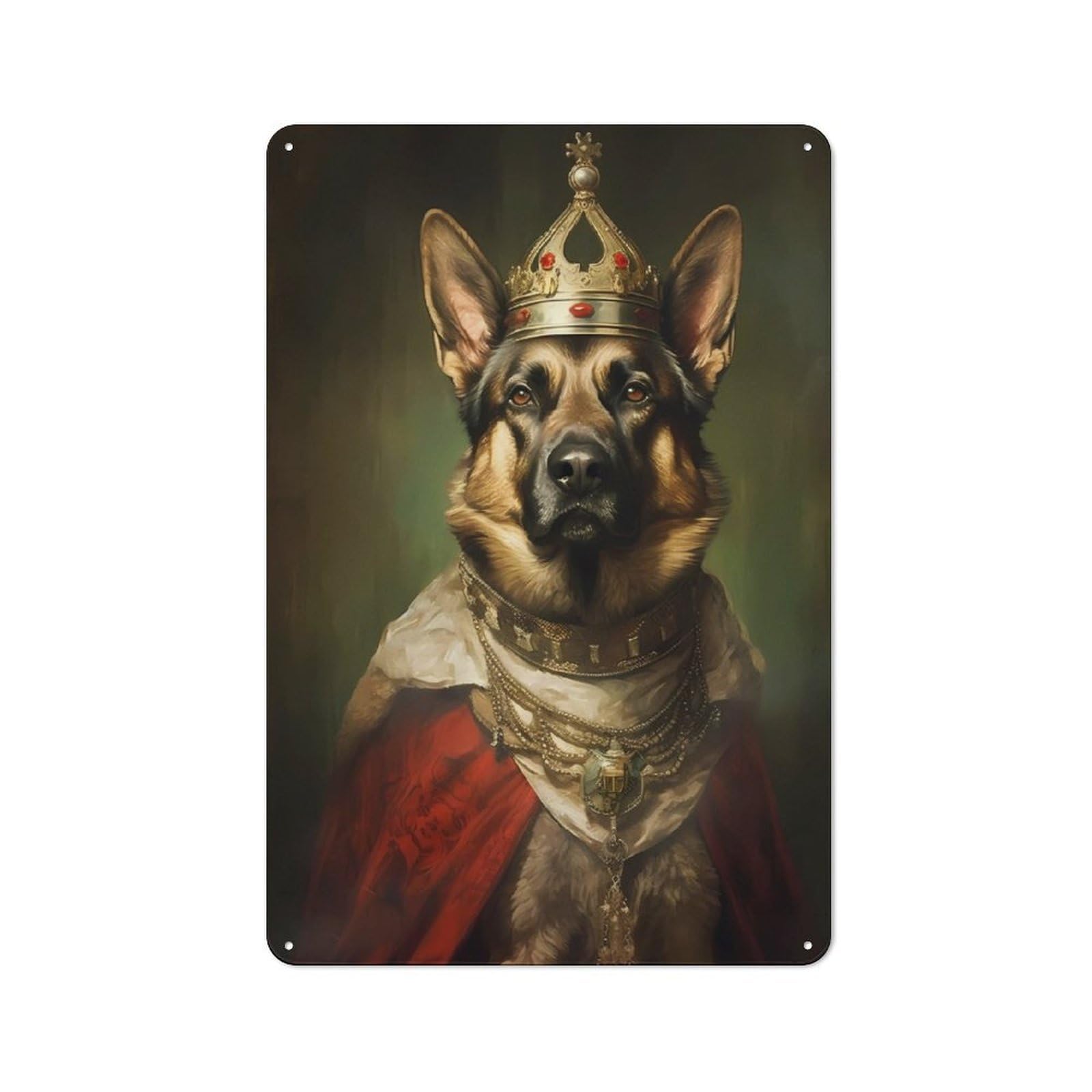 Junmoney German Shepherd King Vintage Tin Sign 30X20cm With For Workshop Wall, For Kitchen, Dining Room And Home Bar Wall Decor