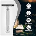 Pearl Shaving Double Edge Close Comb Safety Razor (L-55 Chrome) made with Brass metal- classic & traditional shaving razor | 5 Premium Platinum Stainless Steel Blades | Diwali Gift option gallery image