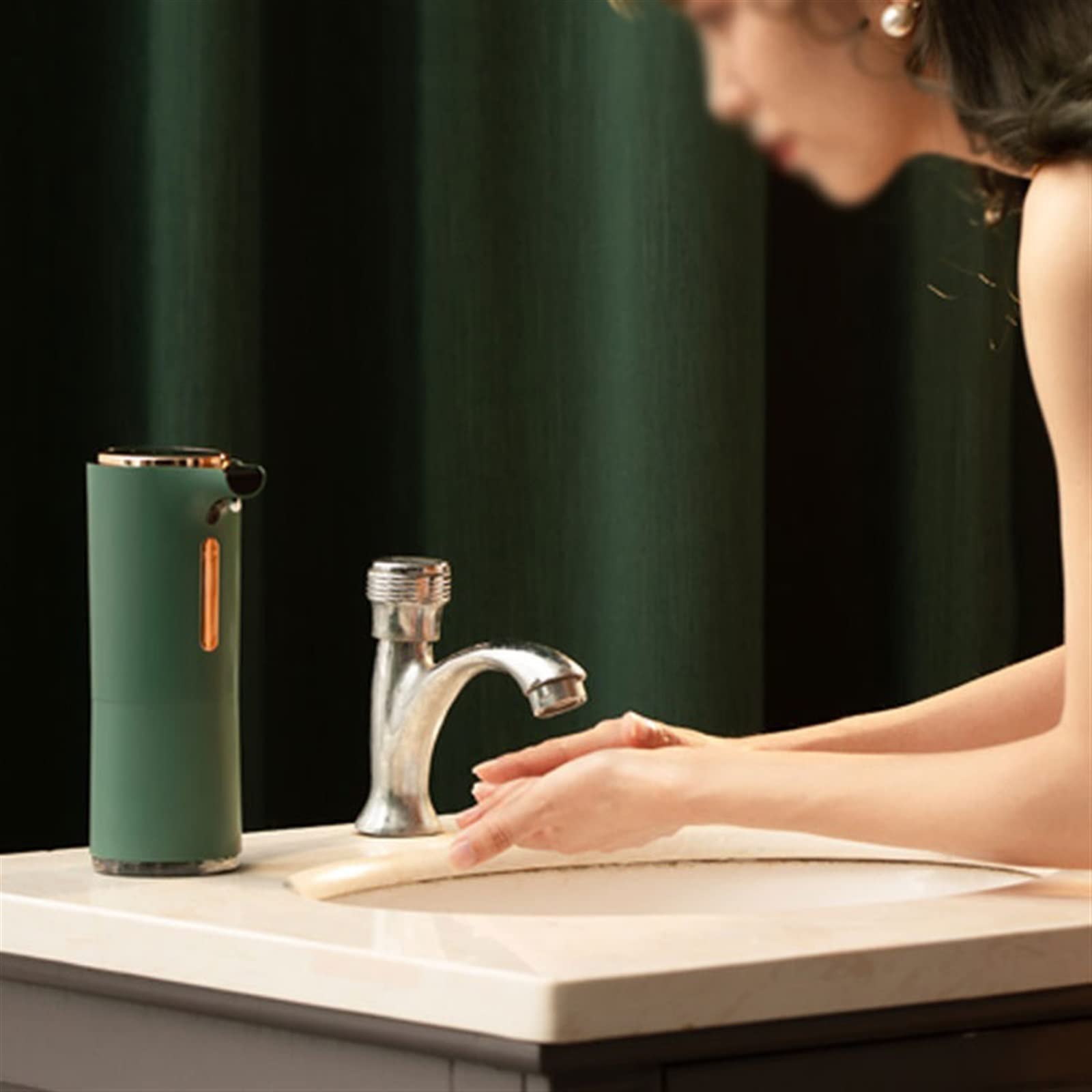 Dispenser di Sapone Dispenser di sapone elettrico a induzione automatica Bottiglia di erogazione di shampoo for gel doccia intelligente for cucina e bagno dispenser sapone bagno (Color : Green)