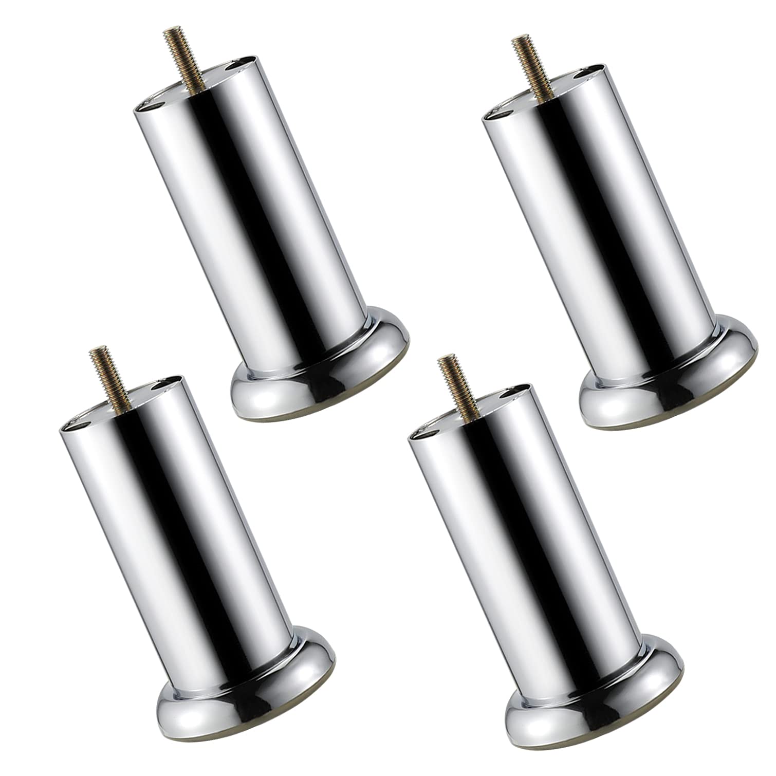 SJKJNK 4Pack Furniture Legs,Thickened Iron Sofas Legs,M8 Bolt Polished Chrome Kitchen Cupboard Cabinet Sofa Beds Furniture Feet,Replacement Metal Legs,Load 400kg,with Screws (12cm/4.7in)
