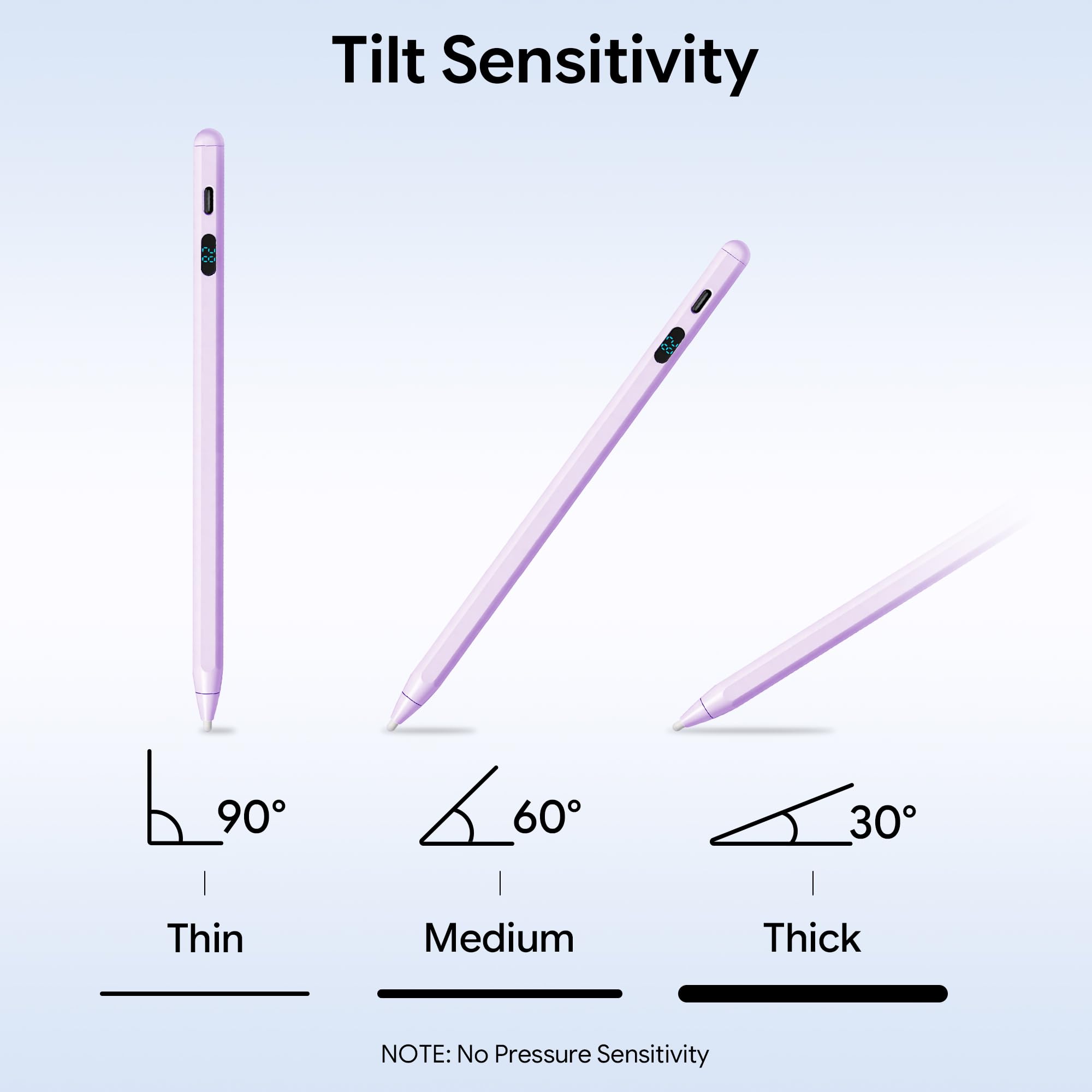 LED Akku Display Stylus Pen, Schnelles Aufladen Aktiver Digitaler Bleistift für iPad iPhone Samsung Android Tablets, Niedrige Latenz & Neigungsempfindlichkeit für Notizen/Zeichnen, Kein Bluetooth