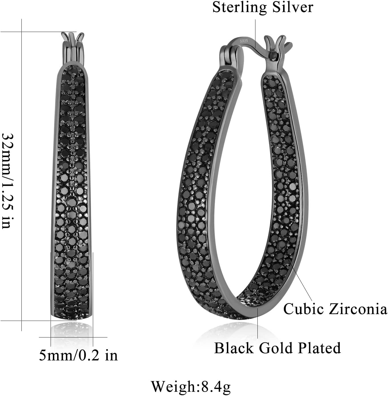 CiNily 925 Sterling Silver Post Hoop Earrings for Women Gilrs Multcolors Cubic Zircon Hoops 14K Gold Plated Oval Chunky Hoop Earrings Jewelry Gift for Mothers Day/July 4th/Wedding/Party/Christmas - Image 3