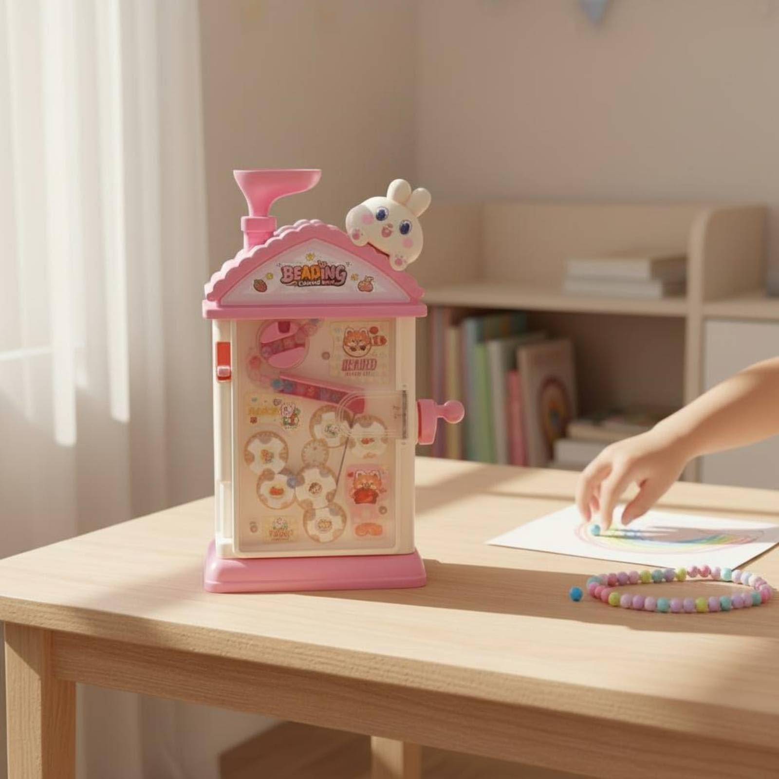 LeeQinersw Macchina per Perline per Bambini Giocattolo Manuale per Creare Braccialetti E Gioielli con Manovella Rotante per Ragazze E Ragazzi Adatta per Attività Creative E Regali