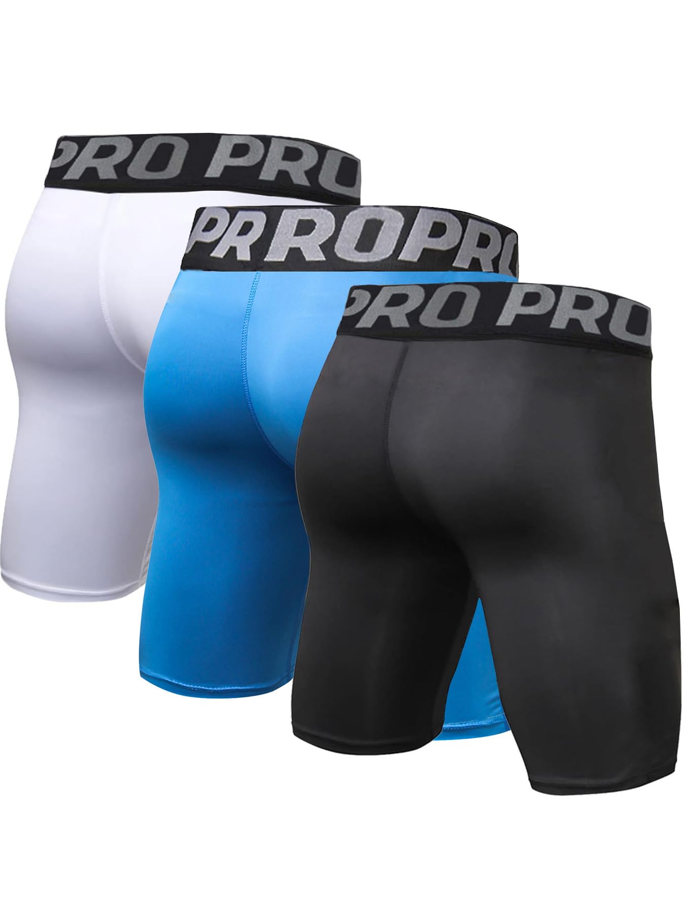 LANBAOSI 3 Piezas Pantalones Cortos de Compresión Hombre Running Gimnasio Transpirable Secado Rápido