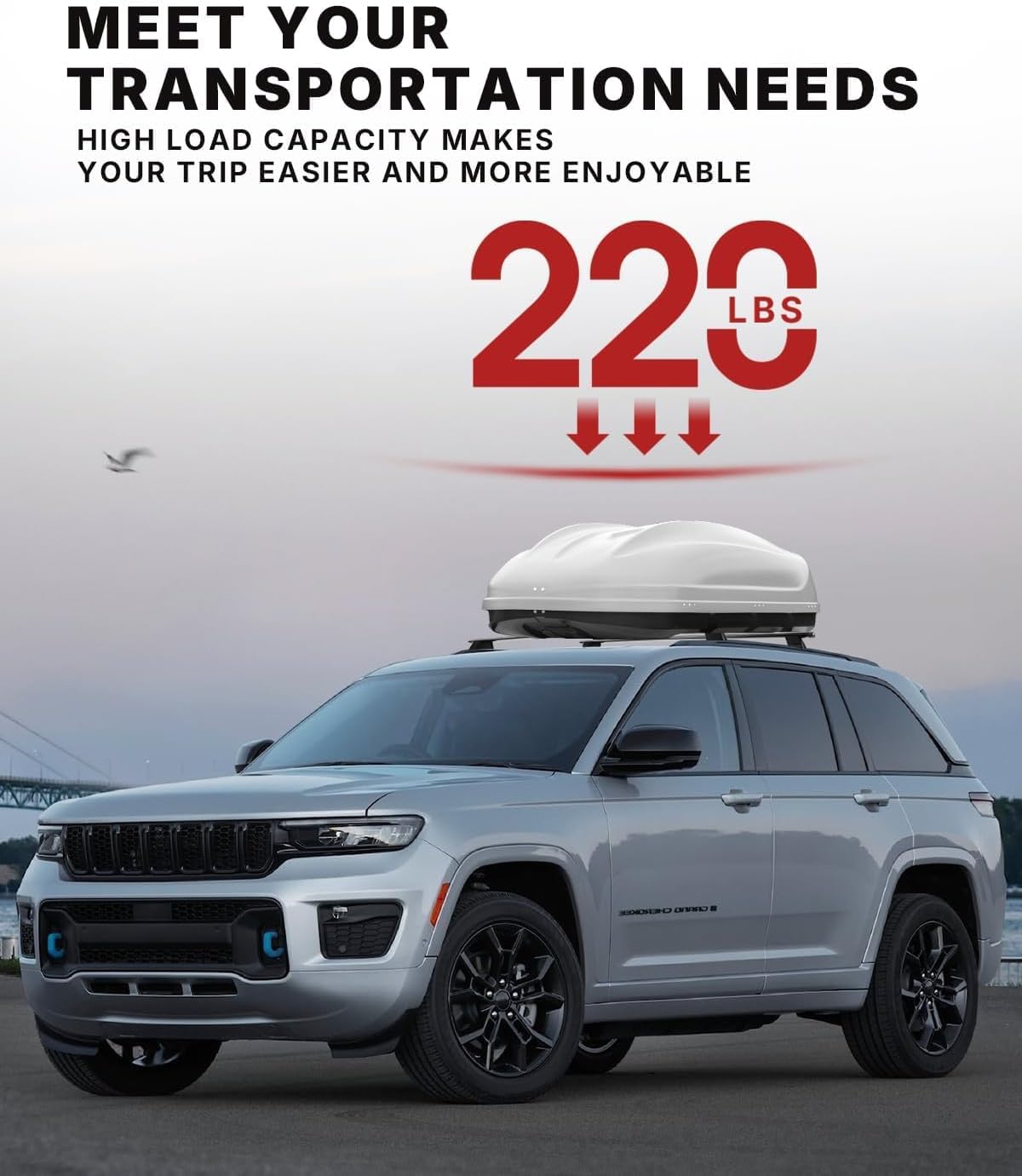 Richeer 220LBS Roof Rack Cross Bars Compatible with 2011-2021 Grand Cherokee(with Grooved Side Rails), Aluminum Cross Bar with Anti-Theft Locks for Cargo Racks Rooftop Luggage Canoe Kayak Bicycle