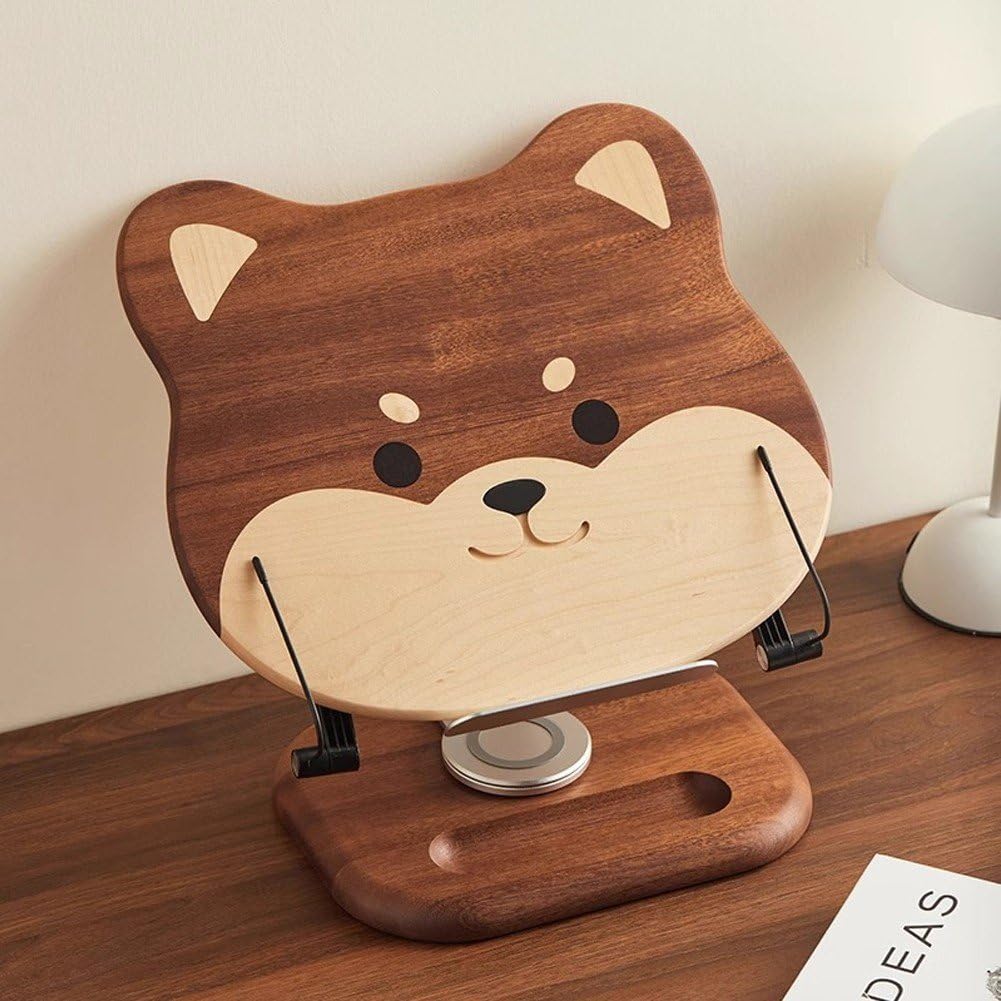 Shiba Inu orzech stojak na książki dla studentów przenośny stojak na tablet książka notebook obrotowy stojak do nauki i nauki