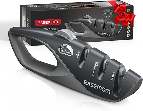 Afilador de cuchillos de cocina, 5 ángulos de afilado ajustables, sacapuntas de bolsillo de mano, diseño ergonómico, con grueso y fino para tijeras,