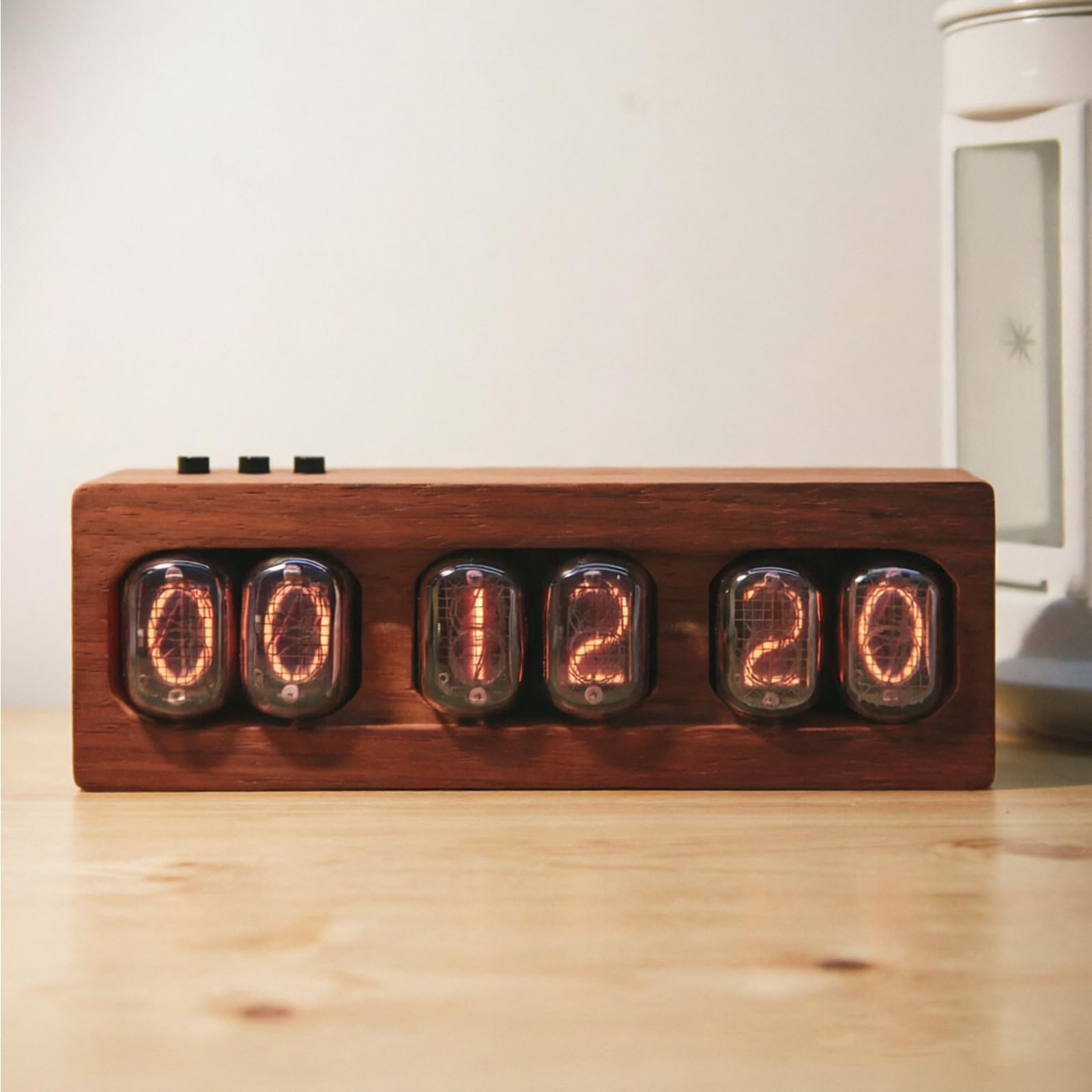 IN-12 Nixie - Reloj digital vintage de madera con memoria de apagado | Adornos de escritorio, interfaz tipo C, un regalo retro para decorar tu escritorio y dormitorio
