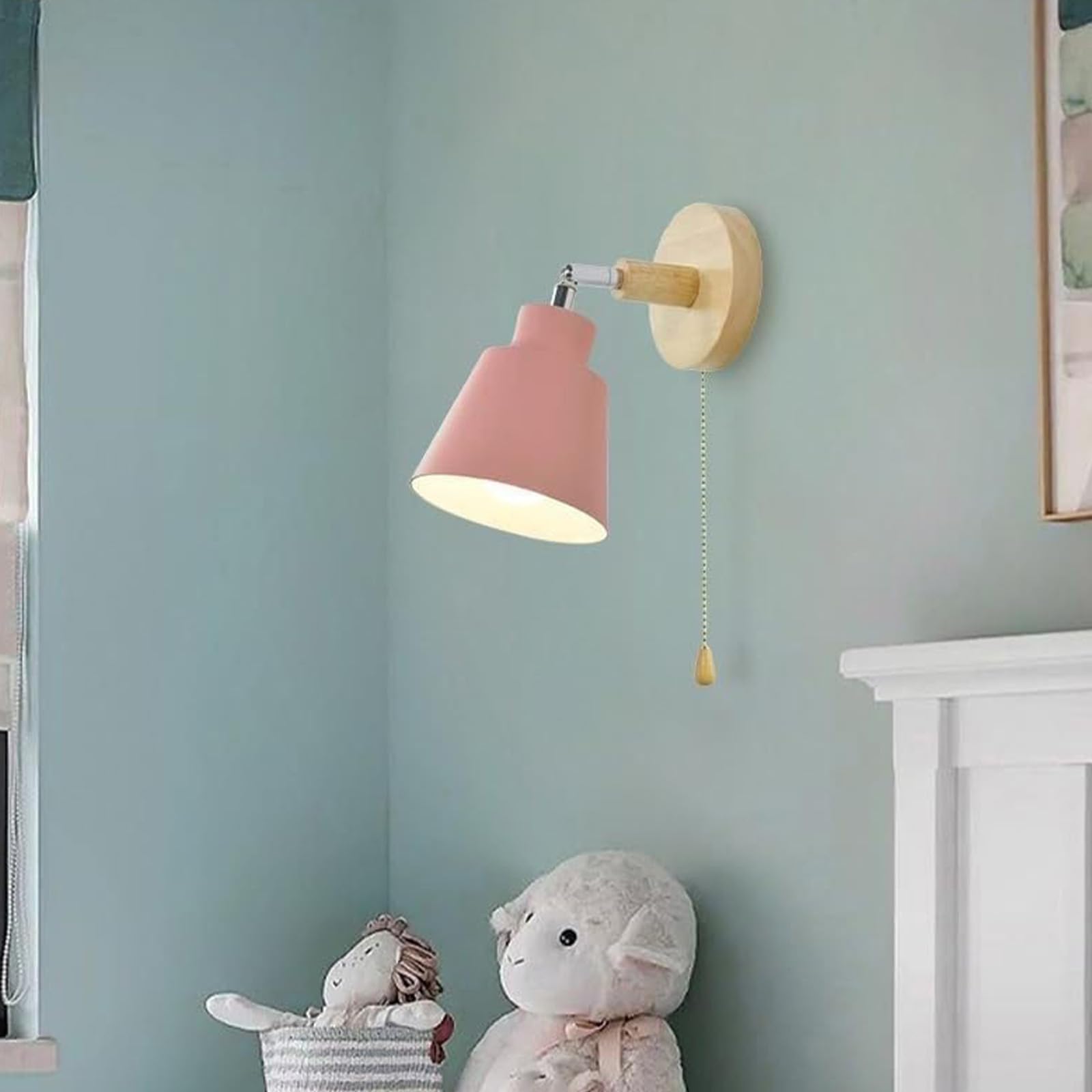 Lámpara de pared E27 rosa para cabecera de dormitorio moderno y salón 8