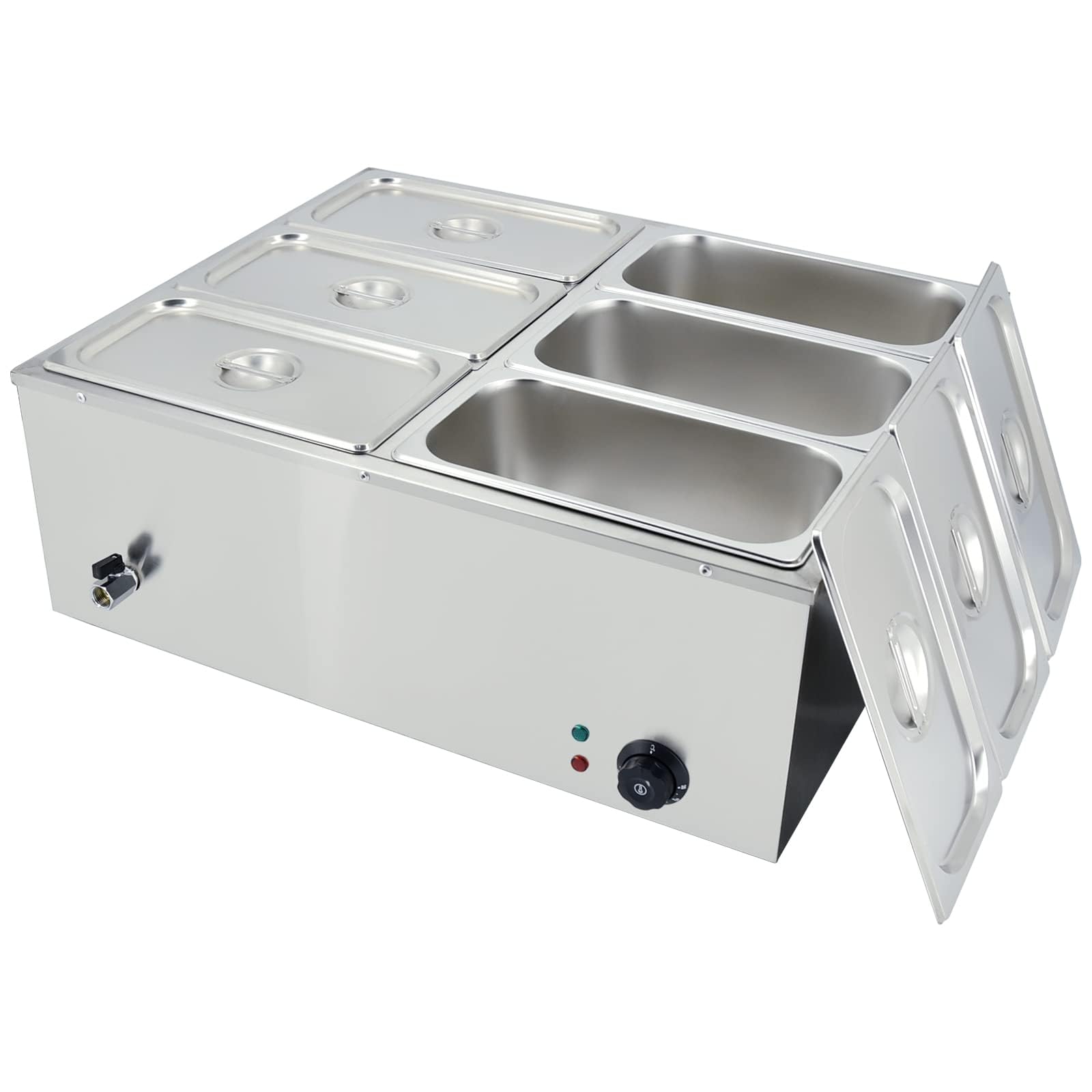 TAIMIKO Scaldavivande Professionale bagnomaria Elettrico per Buffet in Acciaio Inossidabile con 6 vassoi (GN1/2 x 6)