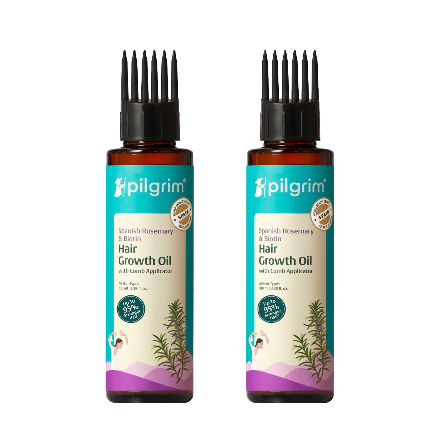 Pilgrim Spanish Rosemary & Biotin HairGrowth Oil to Control Hair Fall & Strengthens Hair 100ml (Pack of 2) | Rosemary essential oil for hairgrowth | Reduces Hairfall | Strengthens Hair I For Women and Men-image-39