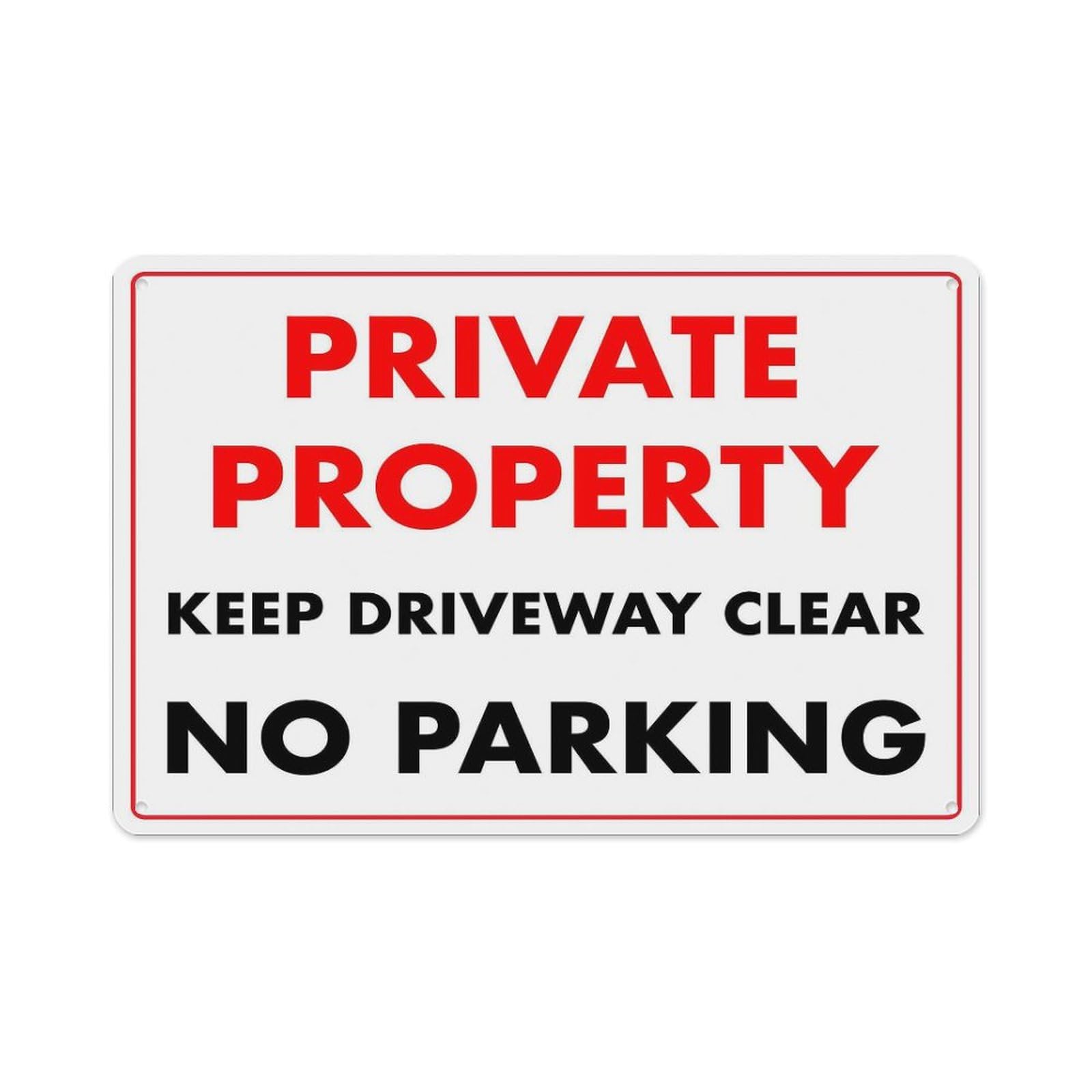 Peiyeety A03 Private Property Keep Drive Clear No Parking Sign Aluminum Tin Warning Signs For Home Outdoor Garden 12X16 Inches
