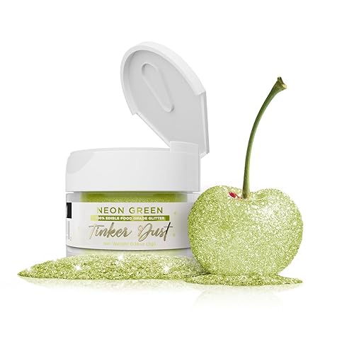 Bakell - Brillantina 100% comestible, Tinker Dust, 5 g, color verde neón, vegano, certificado Kosher, para pasteles, cupcakes, paletas, bebidas y