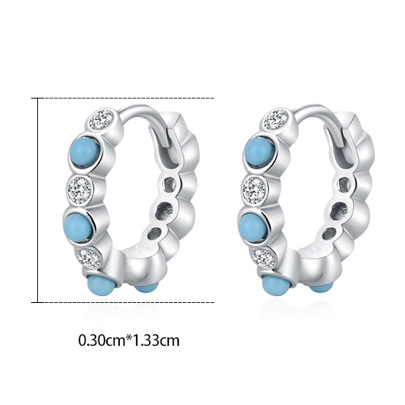 Wycian Pendientes de aro dorados pequeños para mujer con azul turquesa y moissanita, elegantes pendientes de oro para mujer