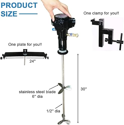 Miniatura 2 de MXBAOHENG Mezclador neumático de pintura de 50 galones, mezclador de aire de barril de acero inoxidable, agitador de aire de pintura de 200 L,